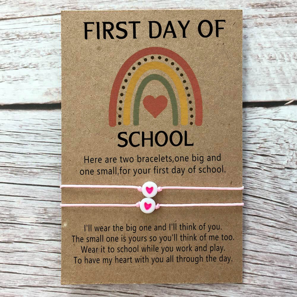 First Day of School Back to School Bracelet Mummy and Me Anxiety Separation Wish Gifts For Kid Set of 2