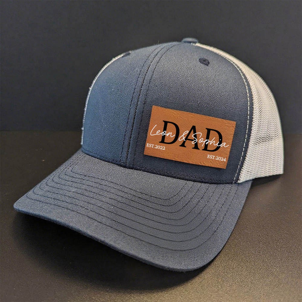 Personalised DAD Patch Hat with Custom Kids Names and Date For Gift Ideas