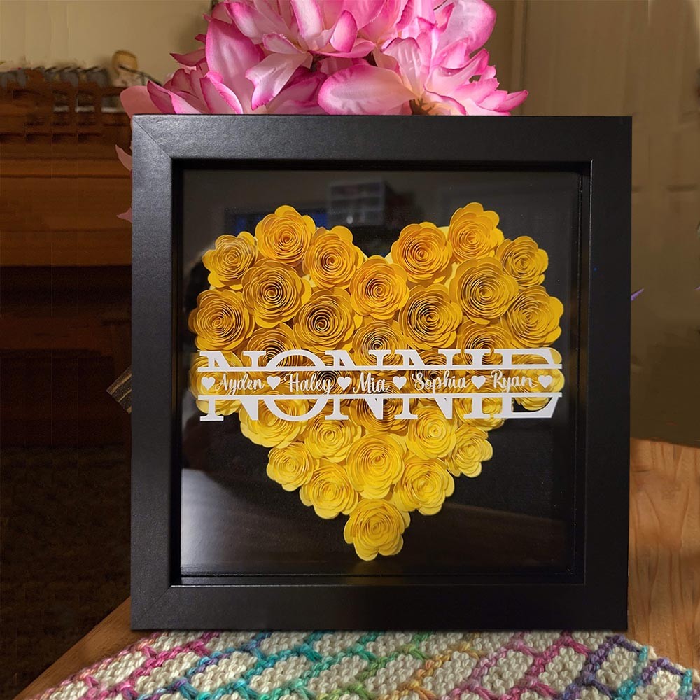 Personalised Mum Flower Shadow Box With Name For Grandma Mother's Day Christmas