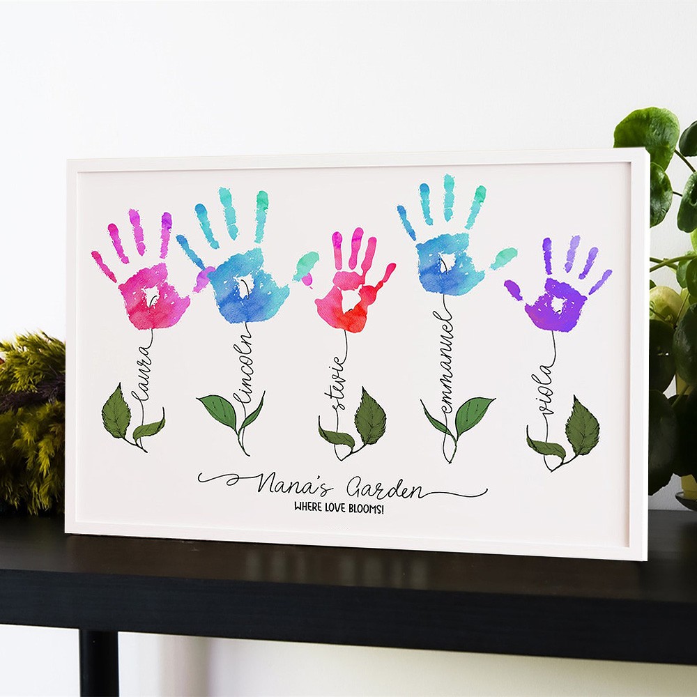 Personalised Mother's Day Flower DIY Handprint Art Craft Sign Gift From Kids For Mum Grandma
