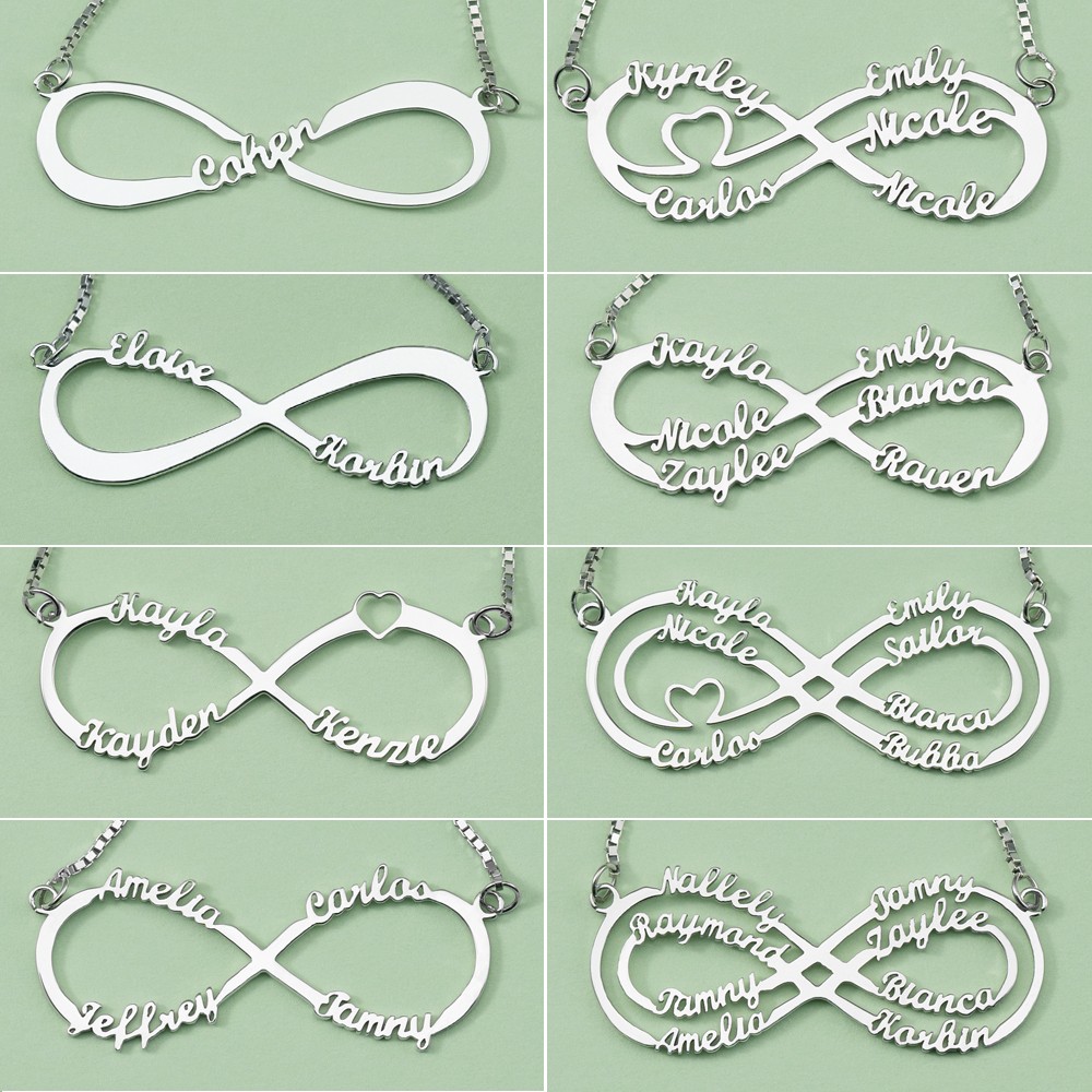 Personalised Infinity Name Necklace with 1-8 Names