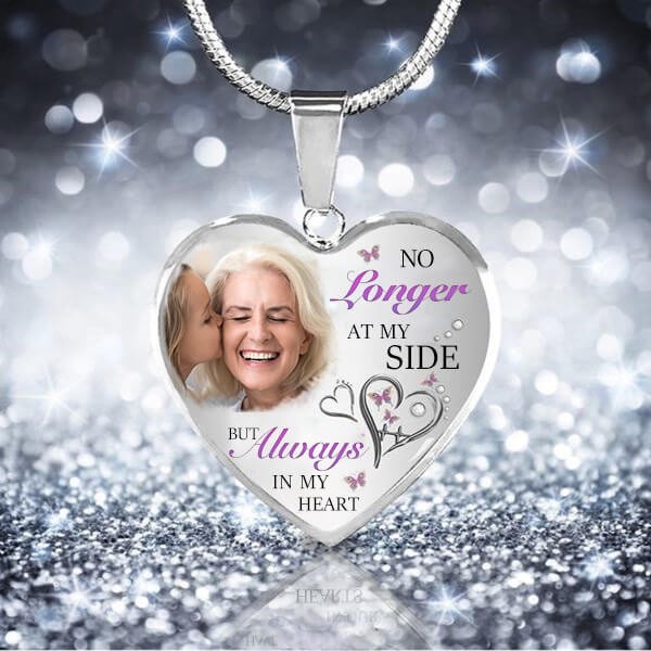 No Longer At My Side But Always in my Heart Personalised Engraving Memorial Photo Necklace