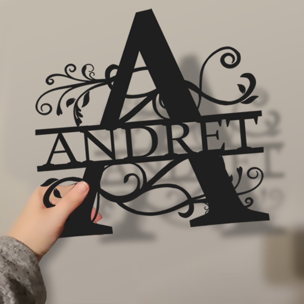 Personalised Family Name Metal Sign Monogram Home Wall Decor