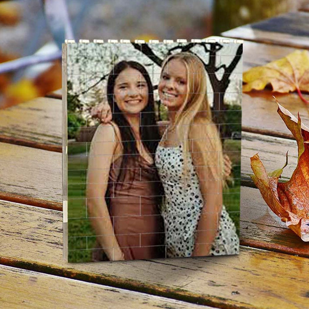 Personalised Photo Block Puzzle Building Brick Gift For Friend Sister