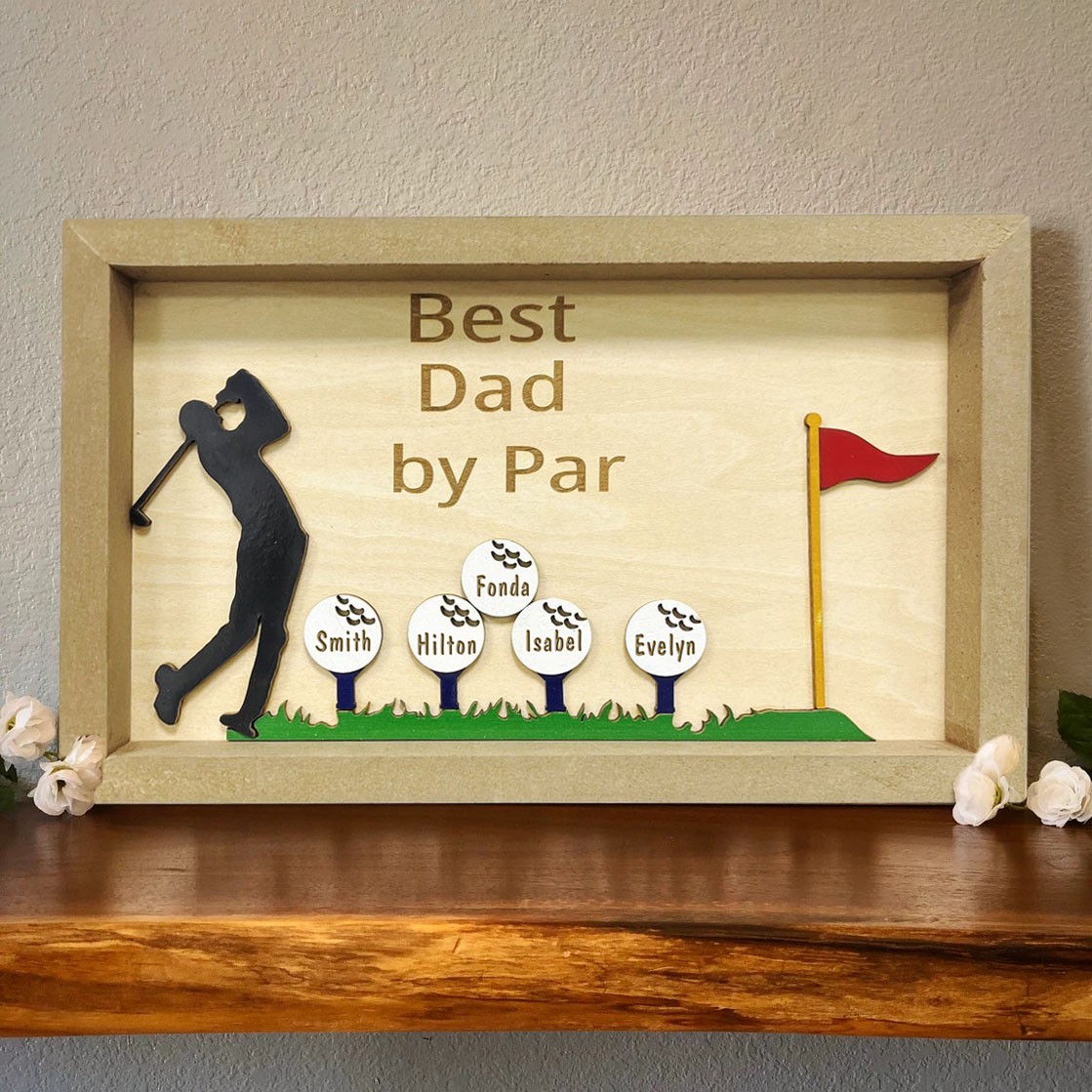 Personalised Golf Frame With Kids Names Best Dad By Par For Father's Day