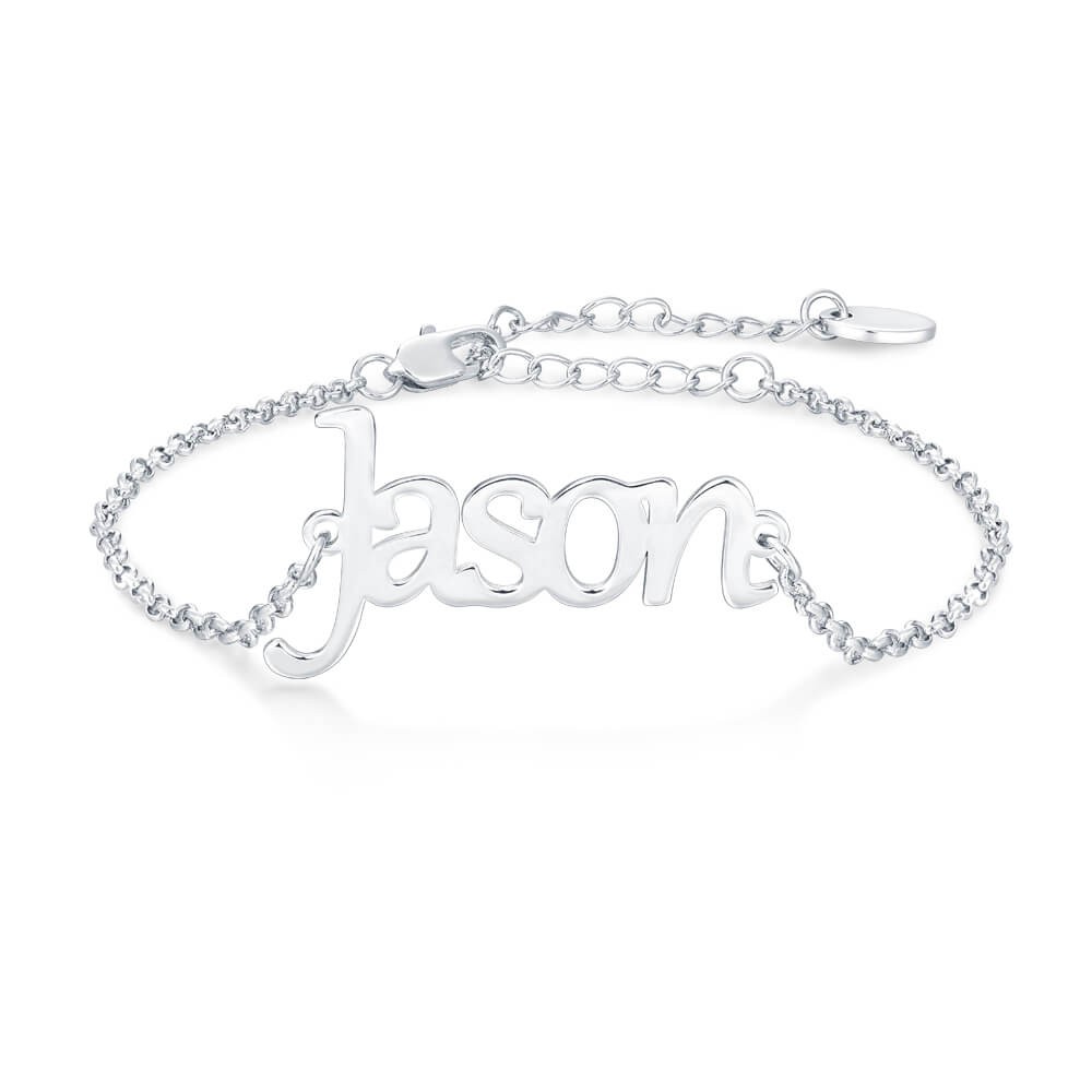 Personalised Name Bracelet Silver | Length Adjustable