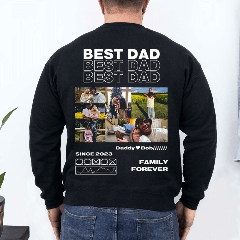 Custom BEST DAD T-shirt Sweatshirt Hoodie With Photos For Dad Father's Day Gift