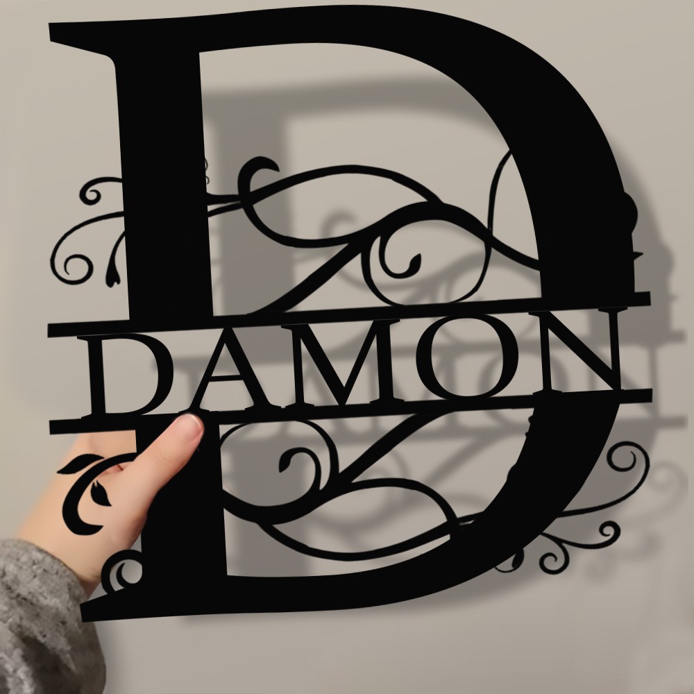 Personalised Family Name Metal Sign Monogram Home Wall Decor