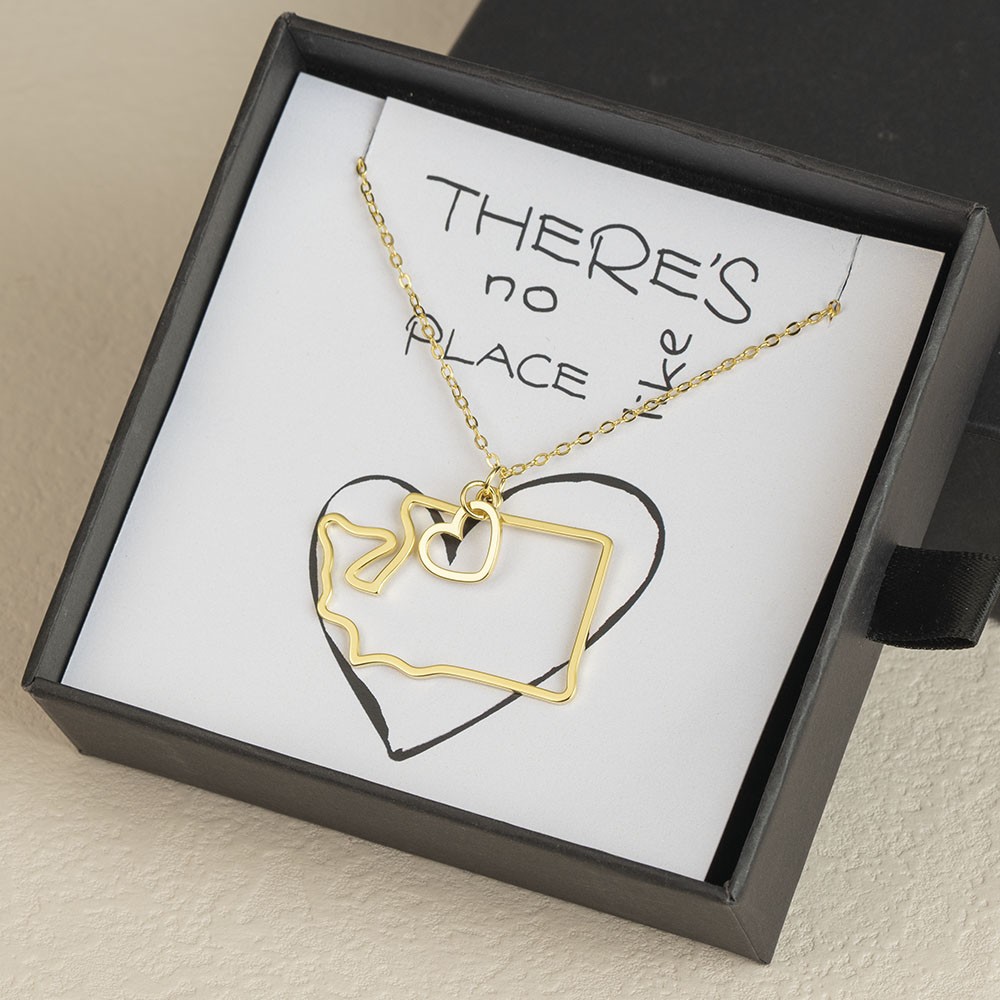 Personalized Gift for Her Home State Outline Best Friend Necklace There Is No Place Like