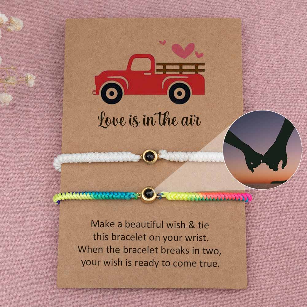Personalised Photo Projection Promise Fingers Bracelet For Couple Wife Christmas Valentine's Day Gift