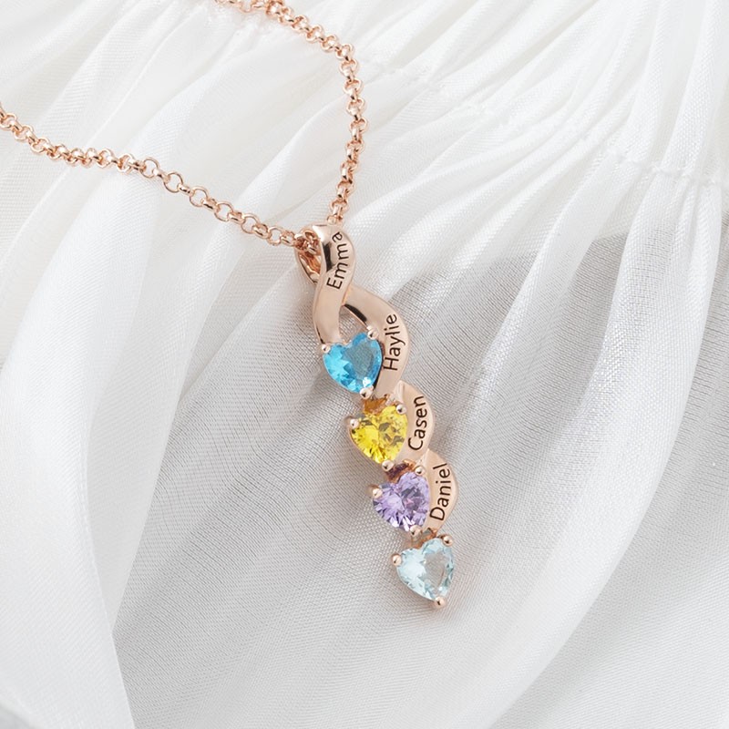 Personalised 1-7 Name Necklace With Birthstone