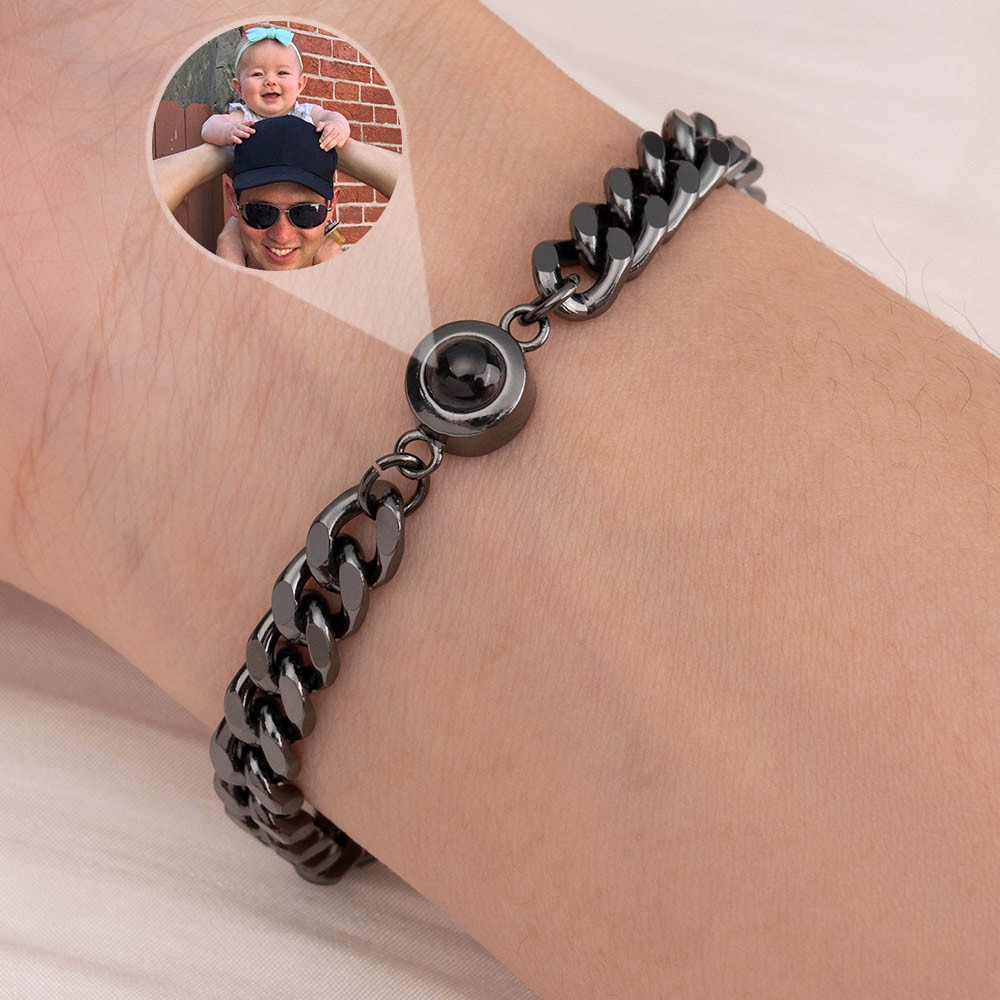 Personalised Photo Projection Bracelet For First Father's Day Gift Ideas