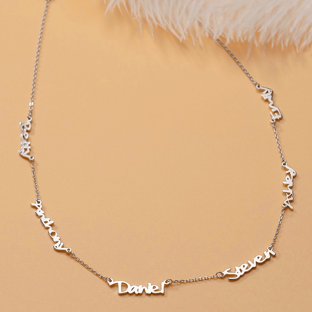Personalised Name Necklace With 1-6 Family Names Gifts 