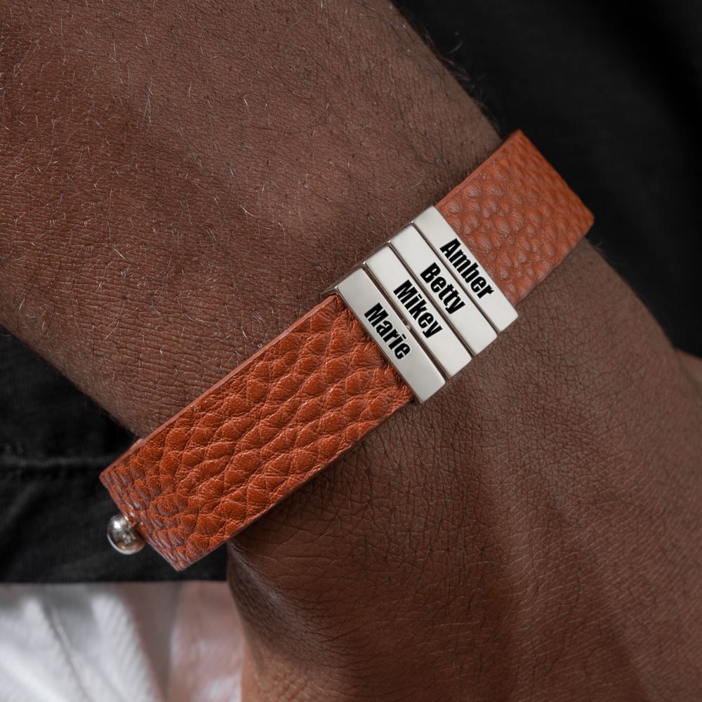 Men Bracelet with Custom Name Beads Christmas Birthday Gift For Dad Husband Boyfriend