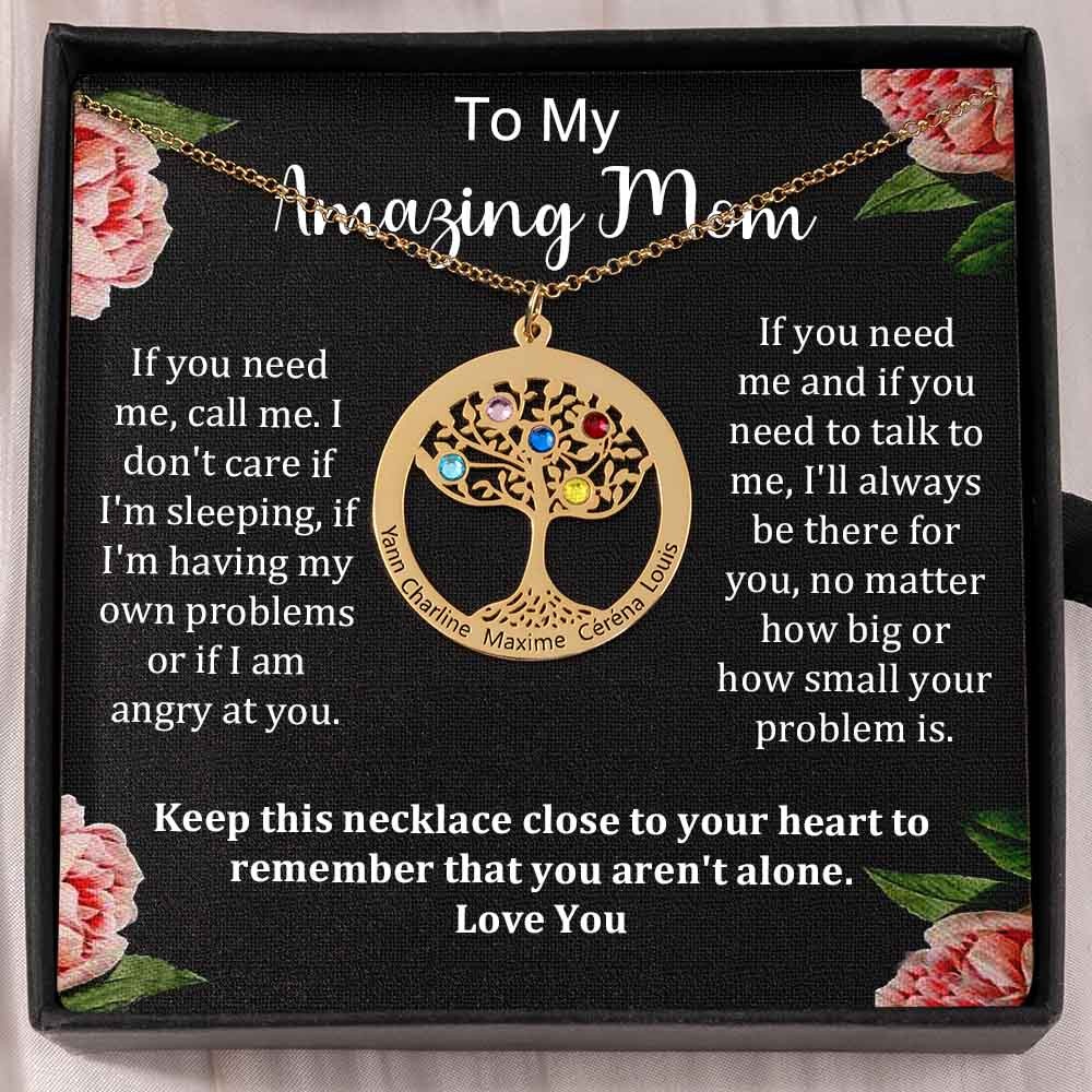 To My Mum Personalised Family Tree Name Birthstone Necklaces