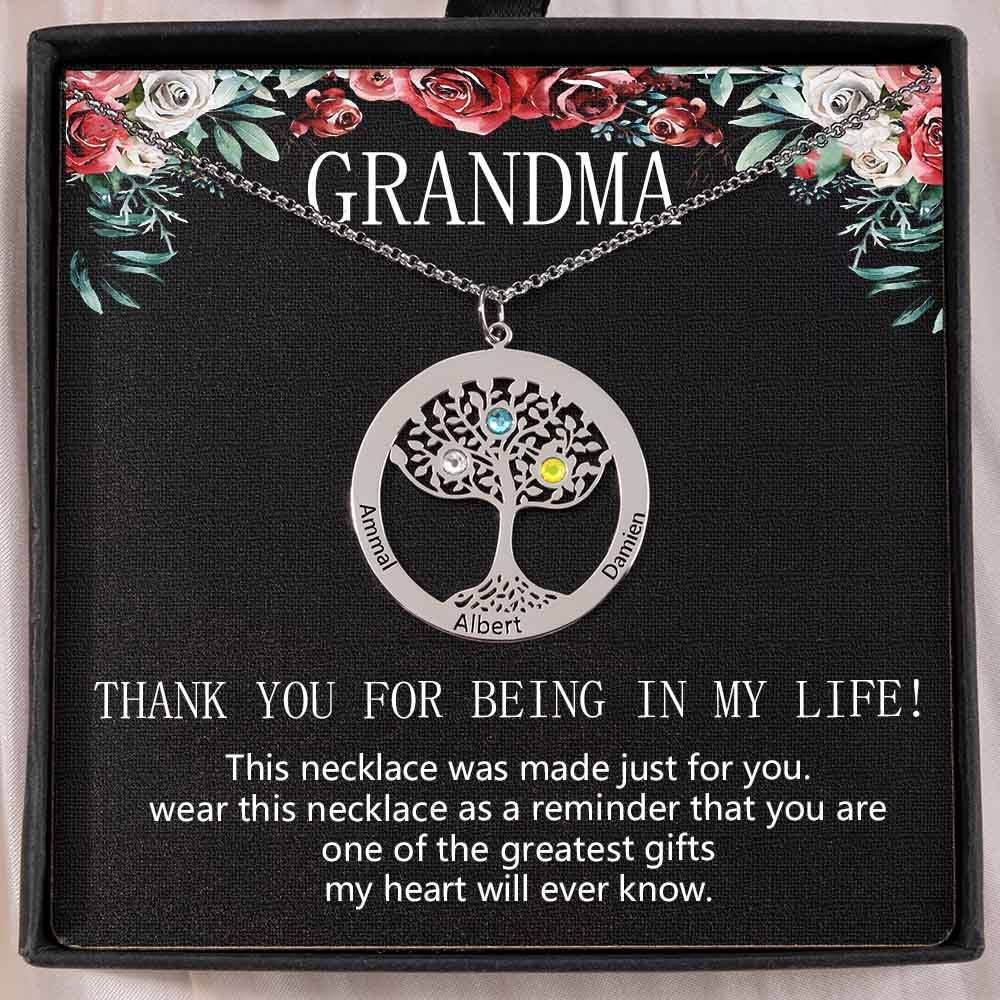 To My Grandma Personalised Family Tree Necklaces With Names For Mother's Day Gift Ideas
