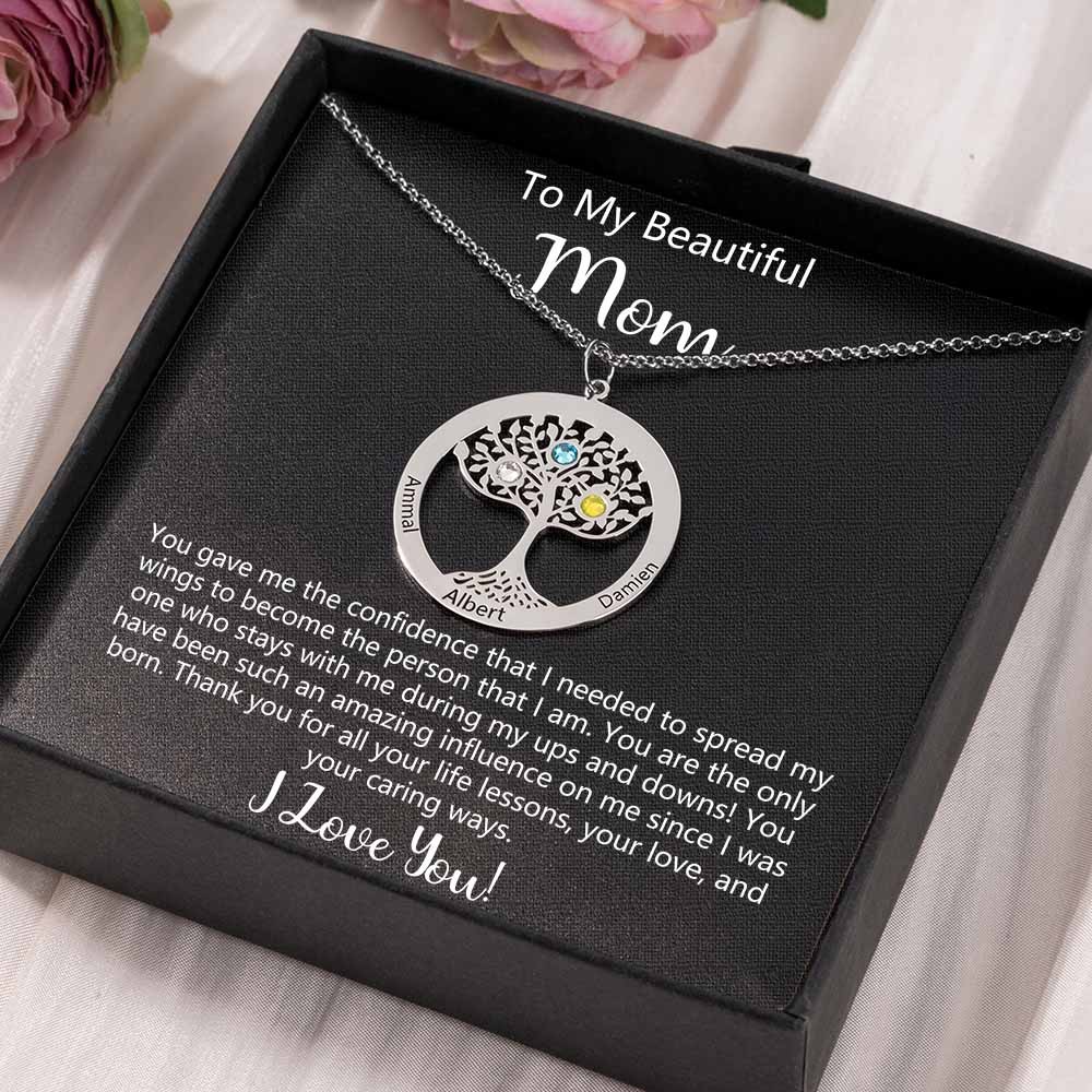 To My Mum Personalised Family Tree Necklaces With Names For Mother's Day Gift Ideas