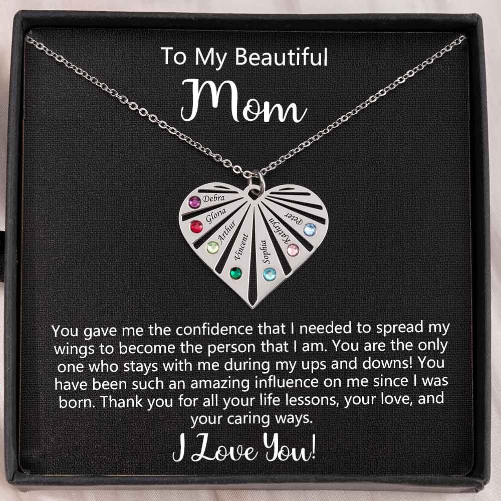 Personalised To My Mum Birthstone Heart Pendant Necklace Gift Ideas For Mother's Day