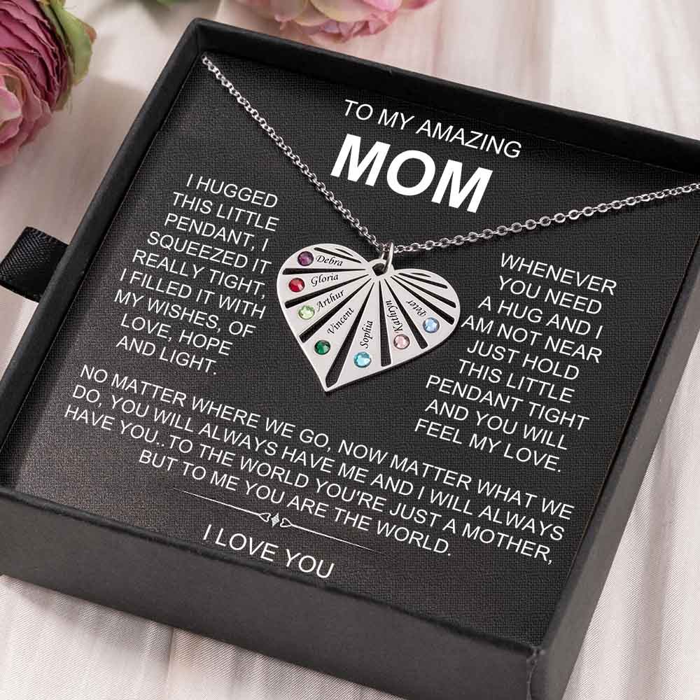 Personalised To My Mum Birthstone Heart Pendant Necklace Gift Ideas For Mother's Day