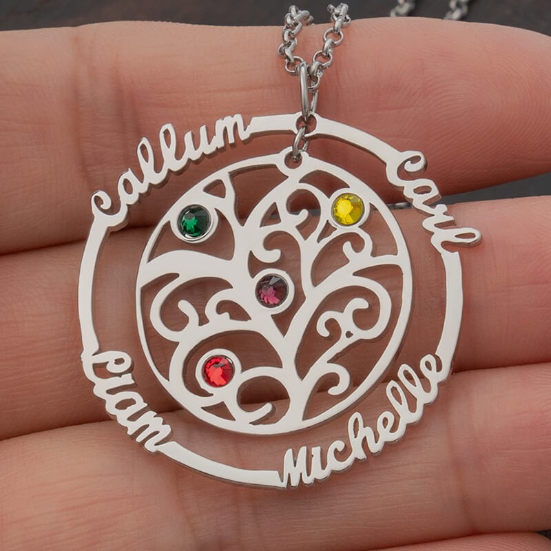 Personalised Family Tree Birthstone Necklaces Gift Ideas