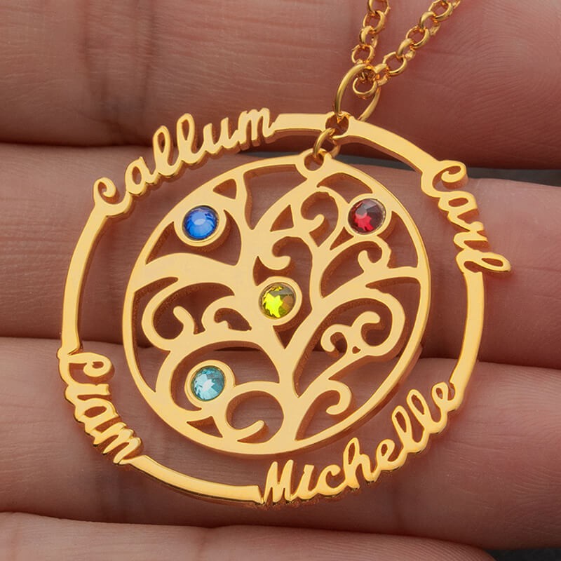 Personalised Family Tree Birthstone Necklaces Gift Ideas