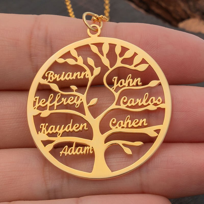 Personalised 1-9 Names Family Tree Necklaces