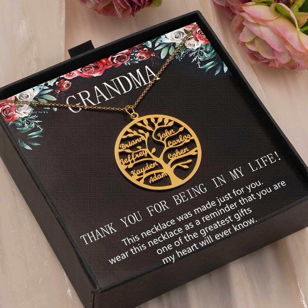 Personalised To My Grandma Family Tree Necklace From Grandkids Gift Ideas For Grandma Mother's Day