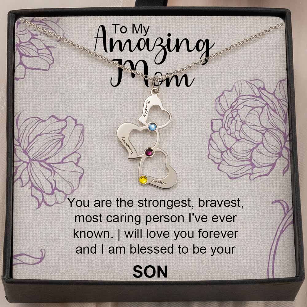 Personalised To My Mum Heart Necklace From Daughter Son For Mother's Day
