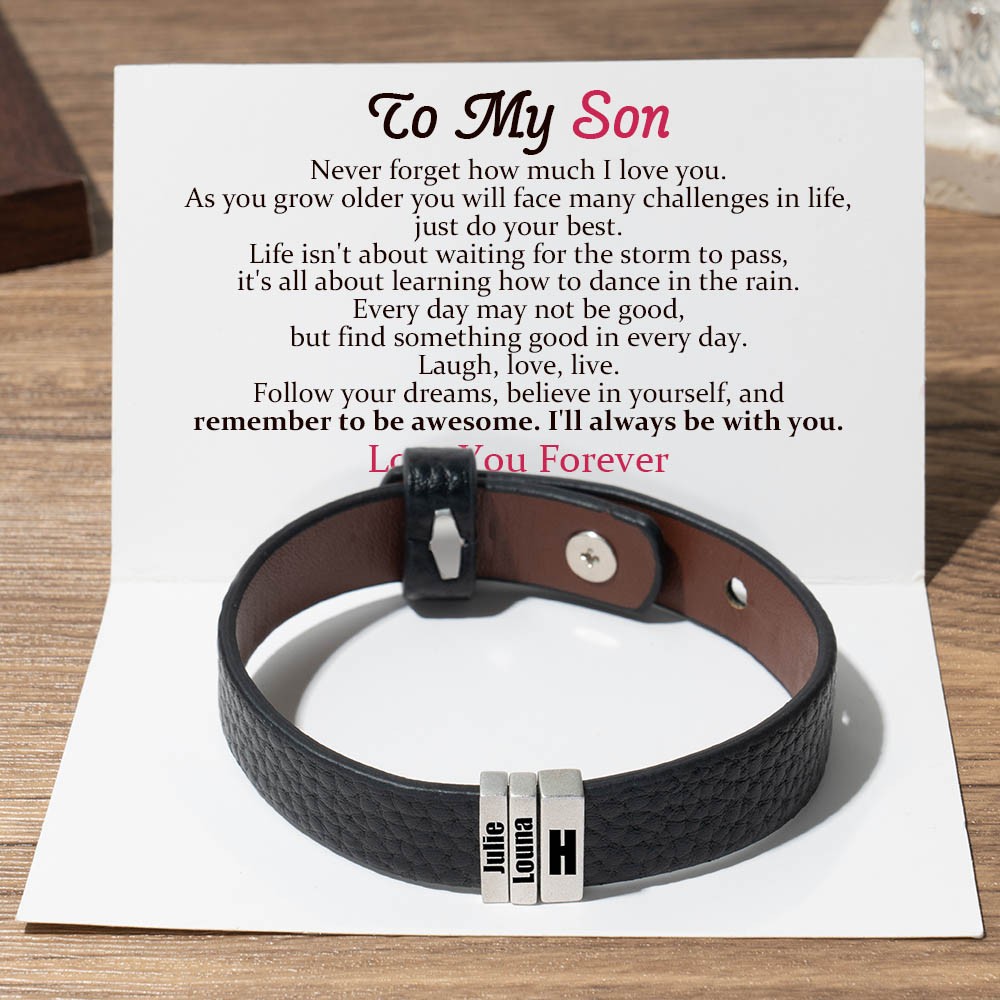 To My Son Personalised Beads Name Bracelets Gifts Ideas From Dad Gift