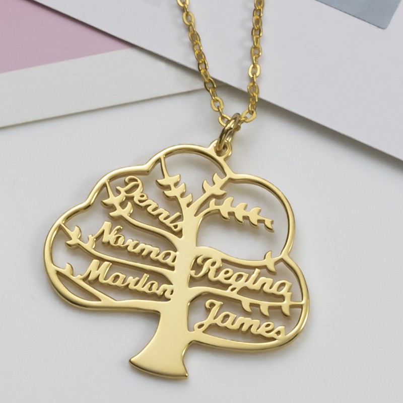 Personalised Family Tree Name Engraved Necklaces Christmas Gift