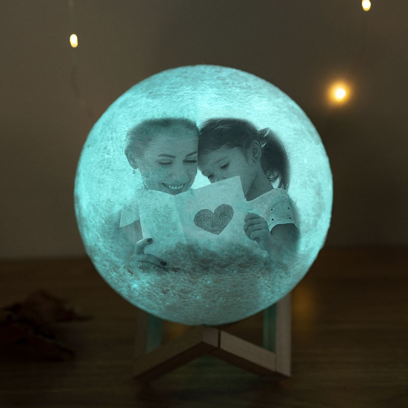 Personalised Moon Lamp Mult Color 3D Photo Moonlight Touch Home Decor For Mother's Day