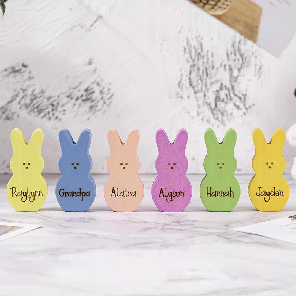 Easter Peeps Sign Personalised Engraved Name Wooden Bunny Home Decor Grandpa Grandma Gift