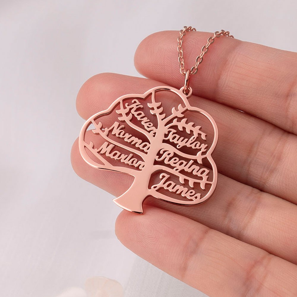 Personalised Family Tree Name Engraved Necklaces Christmas Gift