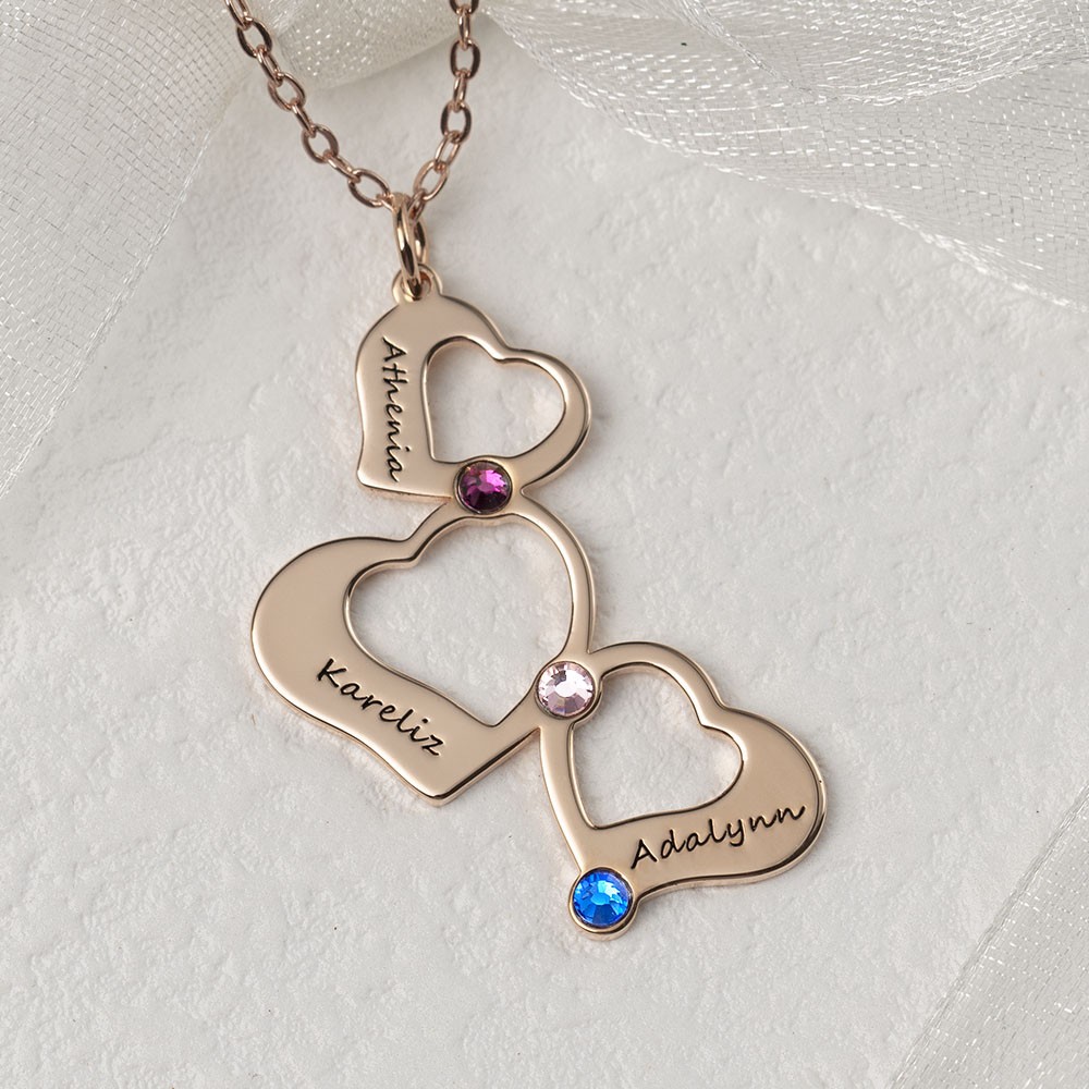 Personalised Family Name Heart Necklace Christmas Gift