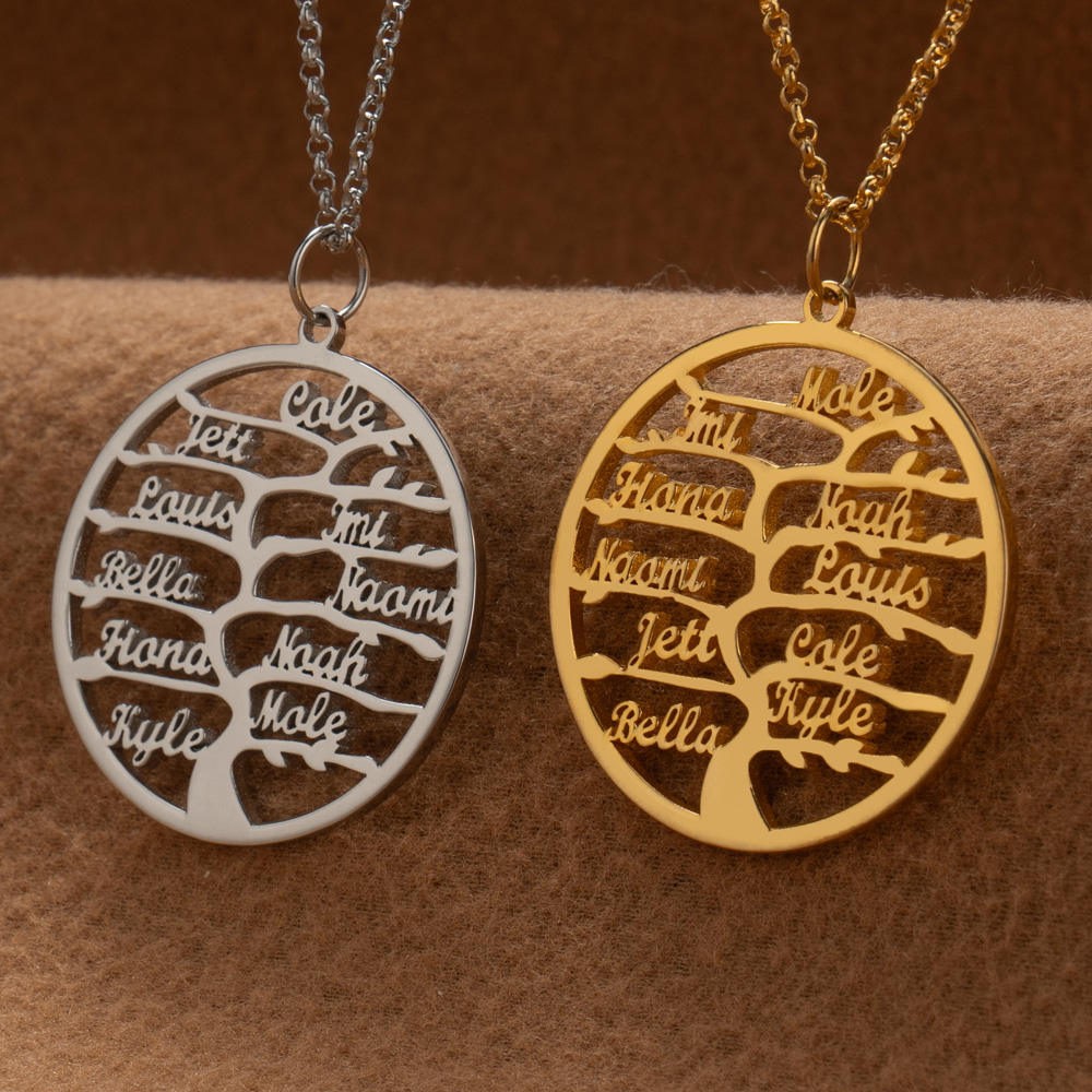 Personalised Family Tree Necklaces With Kids Name For Mother's Day Family Gift Ideas