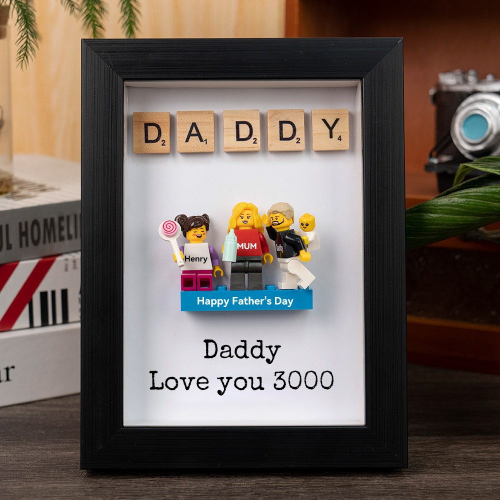 Personalised Tiny Figure With Frame and Brick For Dad Father's Day Gift Ideas