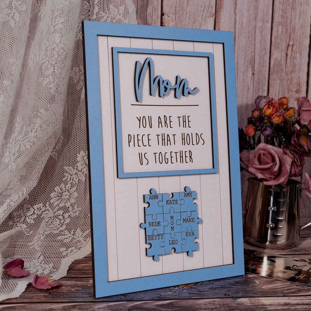 Mum Puzzle Sign Personalised Mother's Day Wood Sign Gift Ideas Piece That Holds Us Together