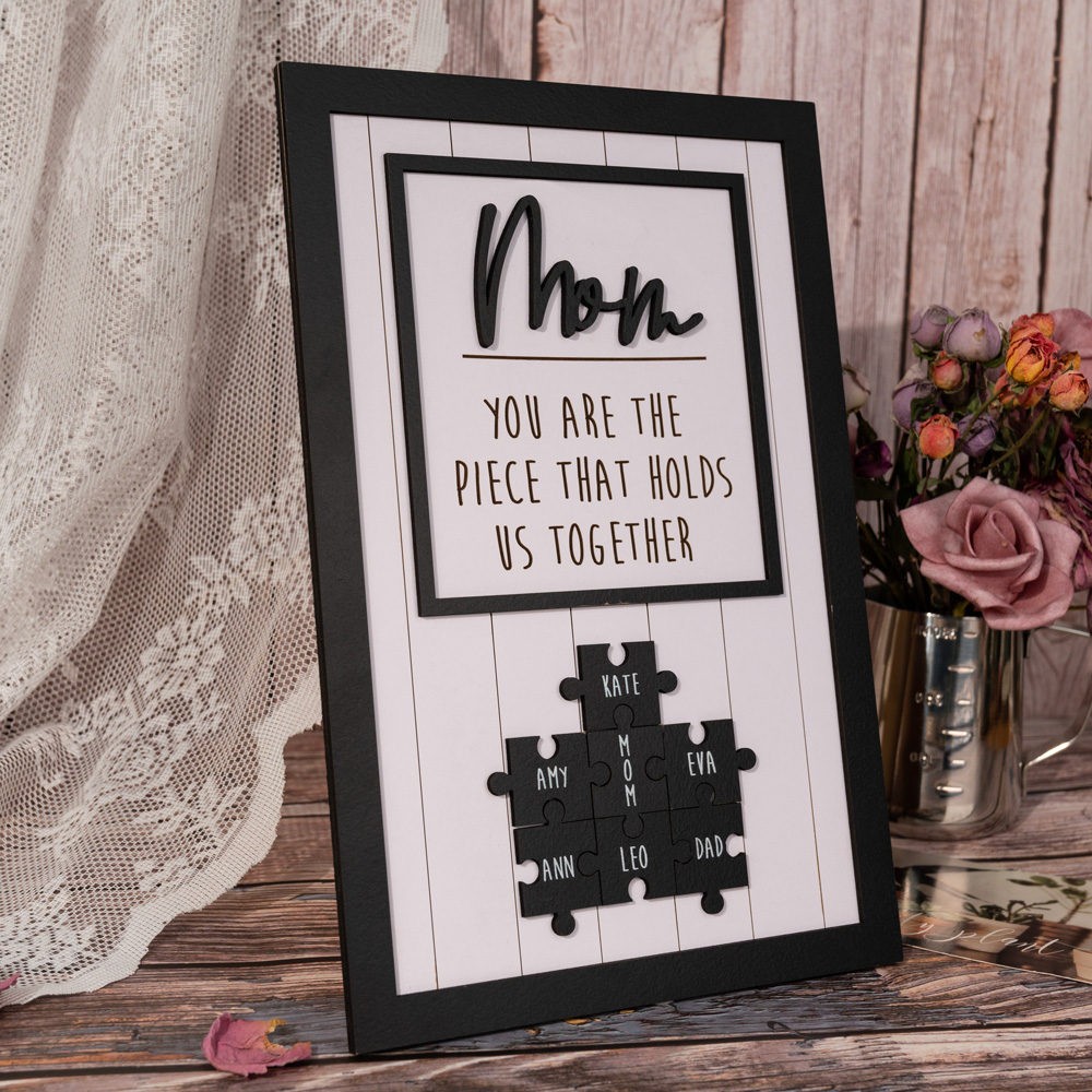 Mum Puzzle Sign Personalised Mother's Day Wood Sign Gift Ideas Piece That Holds Us Together