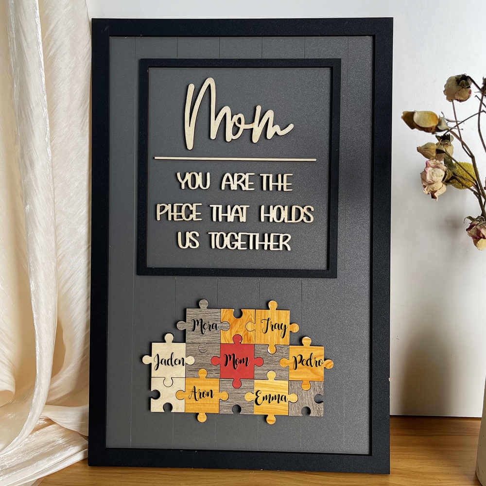 Personalised Mum Puzzle Sign With Kids Name Home Wall Decor For Mother's Day Gift Ideas