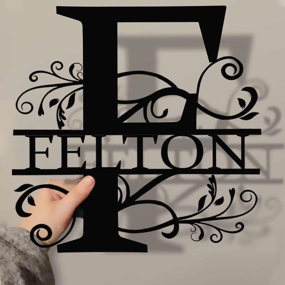Personalised Family Name Metal Sign Monogram Home Wall Decor