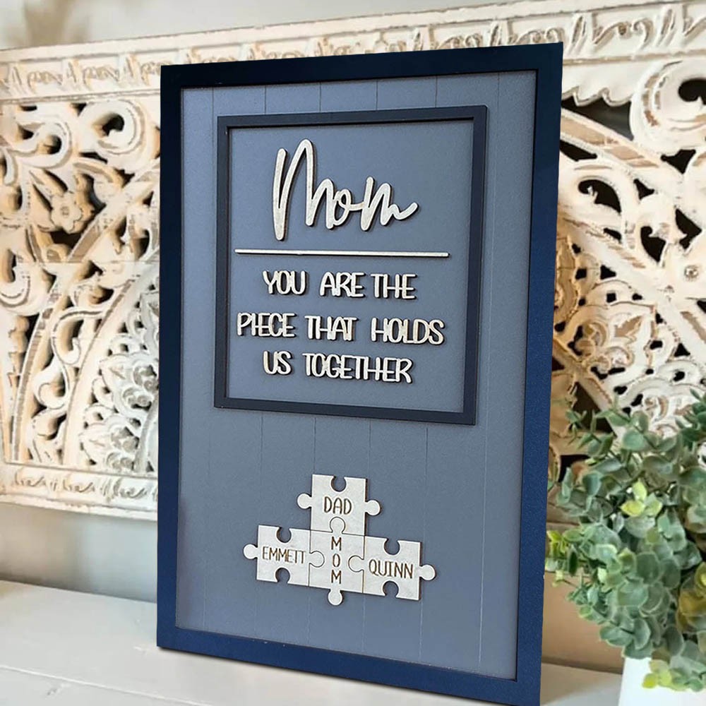 Personalised Mum Puzzle Piece With Kids Name Sign Gift For Mother's Day