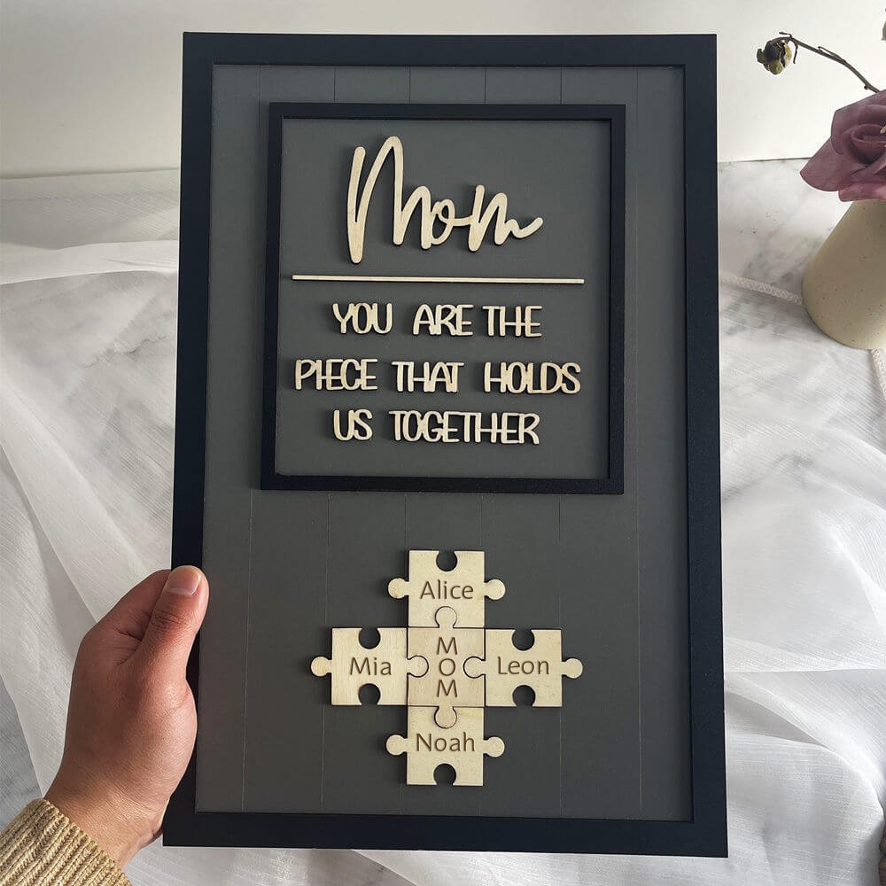 Personalised Mum Puzzle Sign With Kids Name Home Wall Decor For Mother's Day Gift Ideas