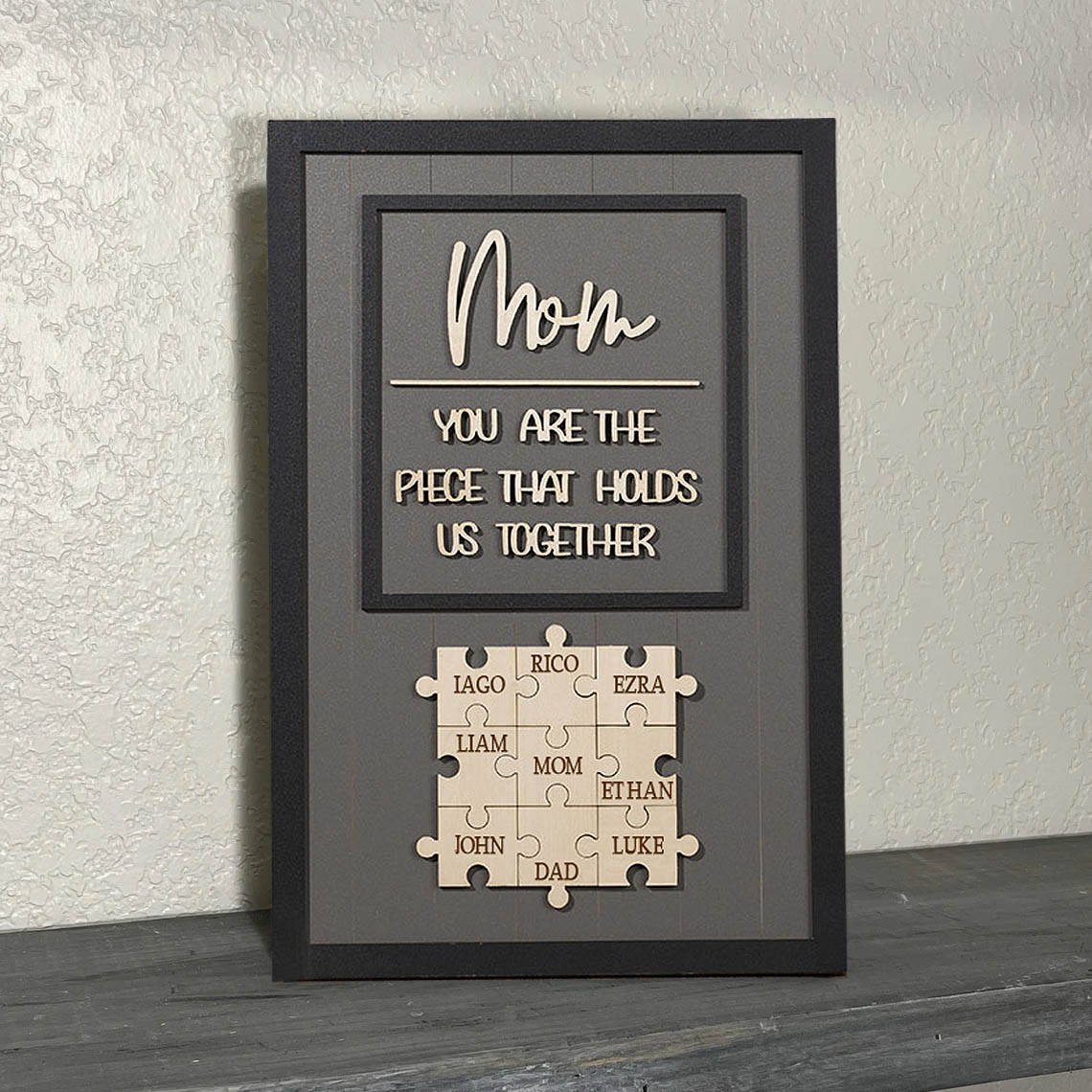 Personalised Mum Puzzle Piece With Kids Name Sign Gift For Mother's Day