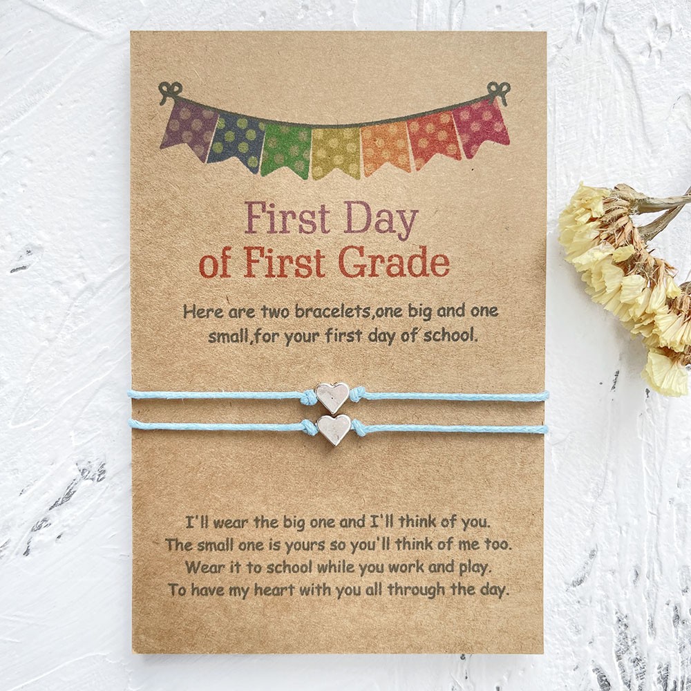 Mummy and Me Heart Matching Bracelets First Day of 1st Grade Back To School