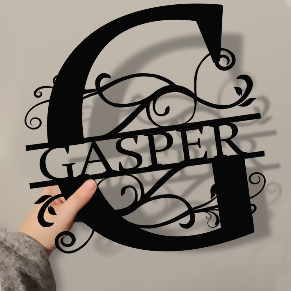 Personalised Family Name Metal Sign Monogram Home Wall Decor