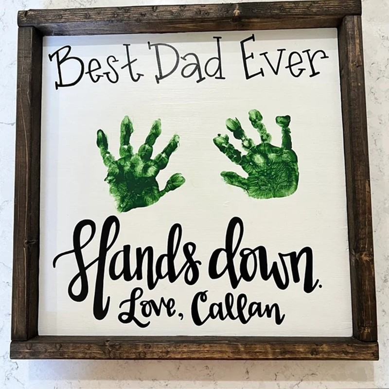 Personalised Best Dad Ever DIY Handprint Hands Down Frame For Father's Day