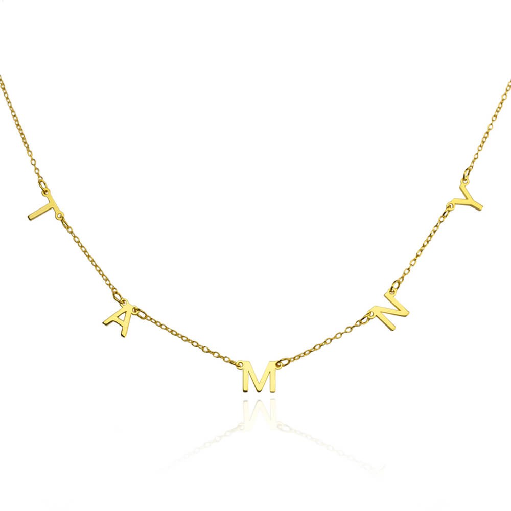 Personalised 1-10 Initial Letter Pendant Name Necklace For Her