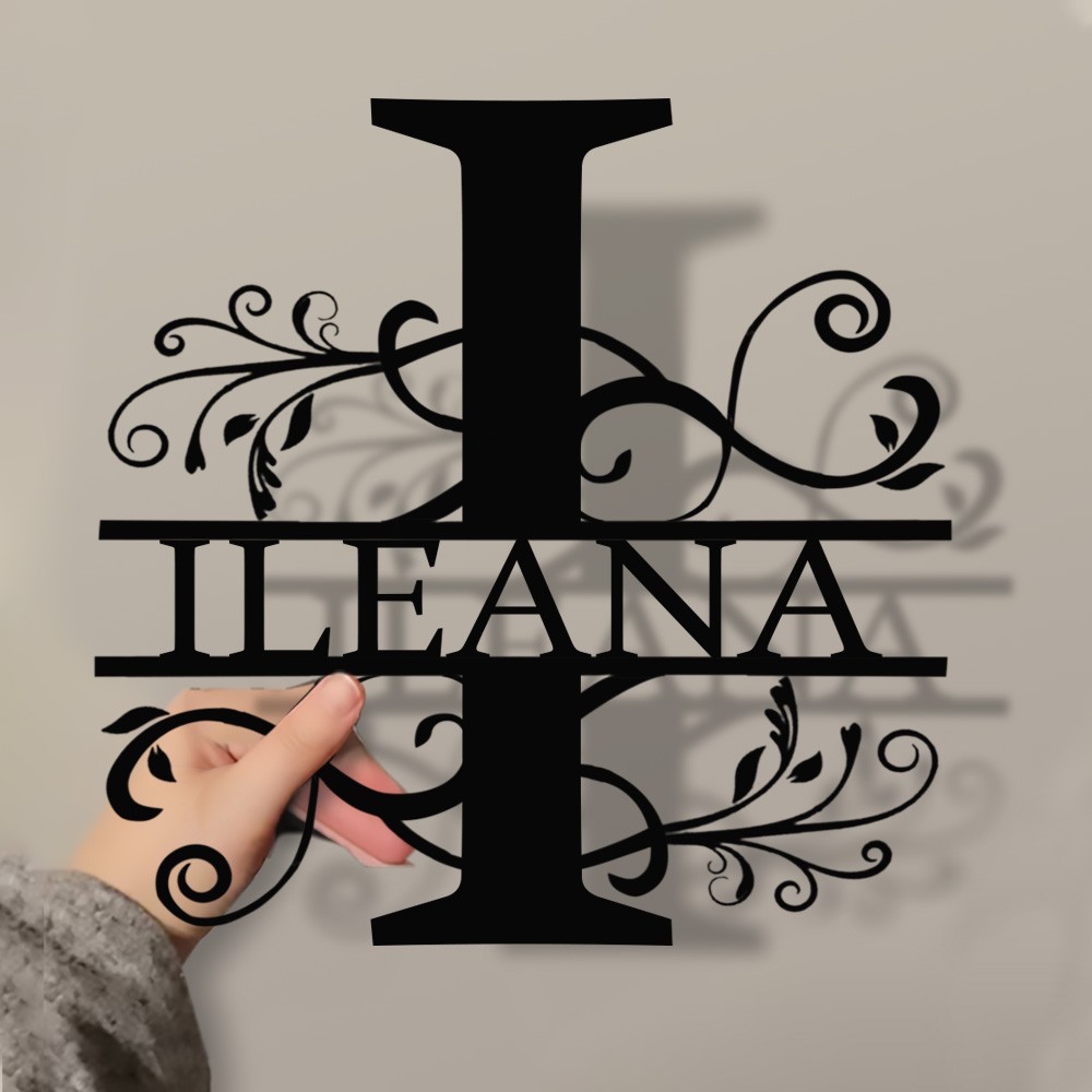 Personalised Family Name Metal Sign Monogram Home Wall Decor