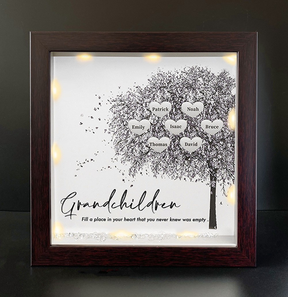 Personalised Family Tree Grandchildren Name Red Oak Frame Home Decor For Grandma