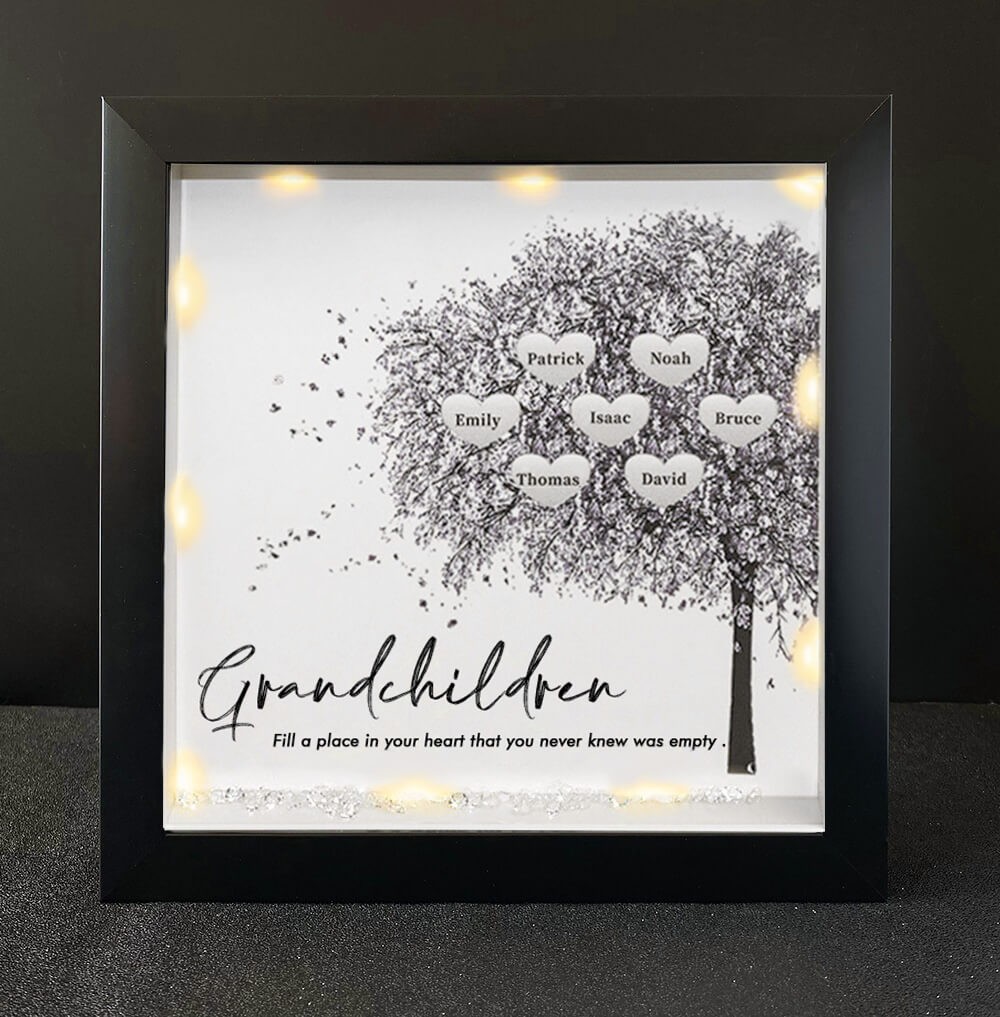Personalised Family Tree Grandchildren Name Black Frame Home Decor For Grandma